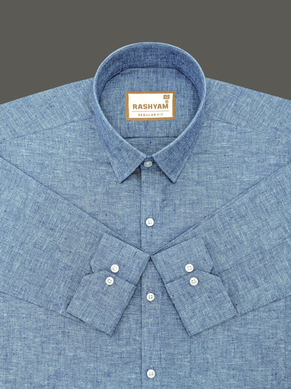 Chianti Premium Oxford Cotton Denim Blue Formal Shirt For Men