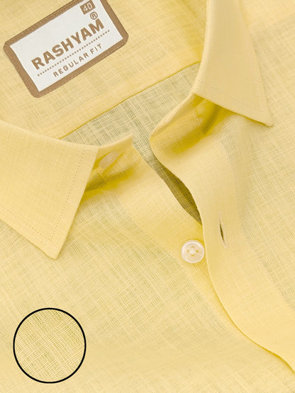 Luxurious Yellow Italian Linen Shirt For Men