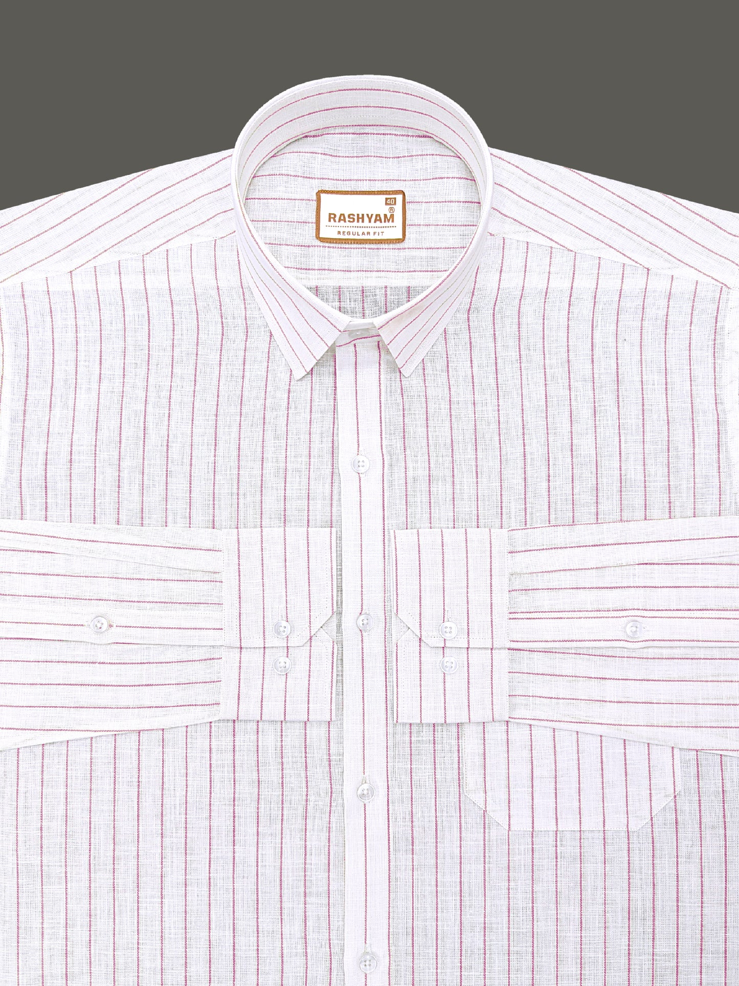 Arezzo Italian Premium Light Pink Line On White Formal Shirt For Men