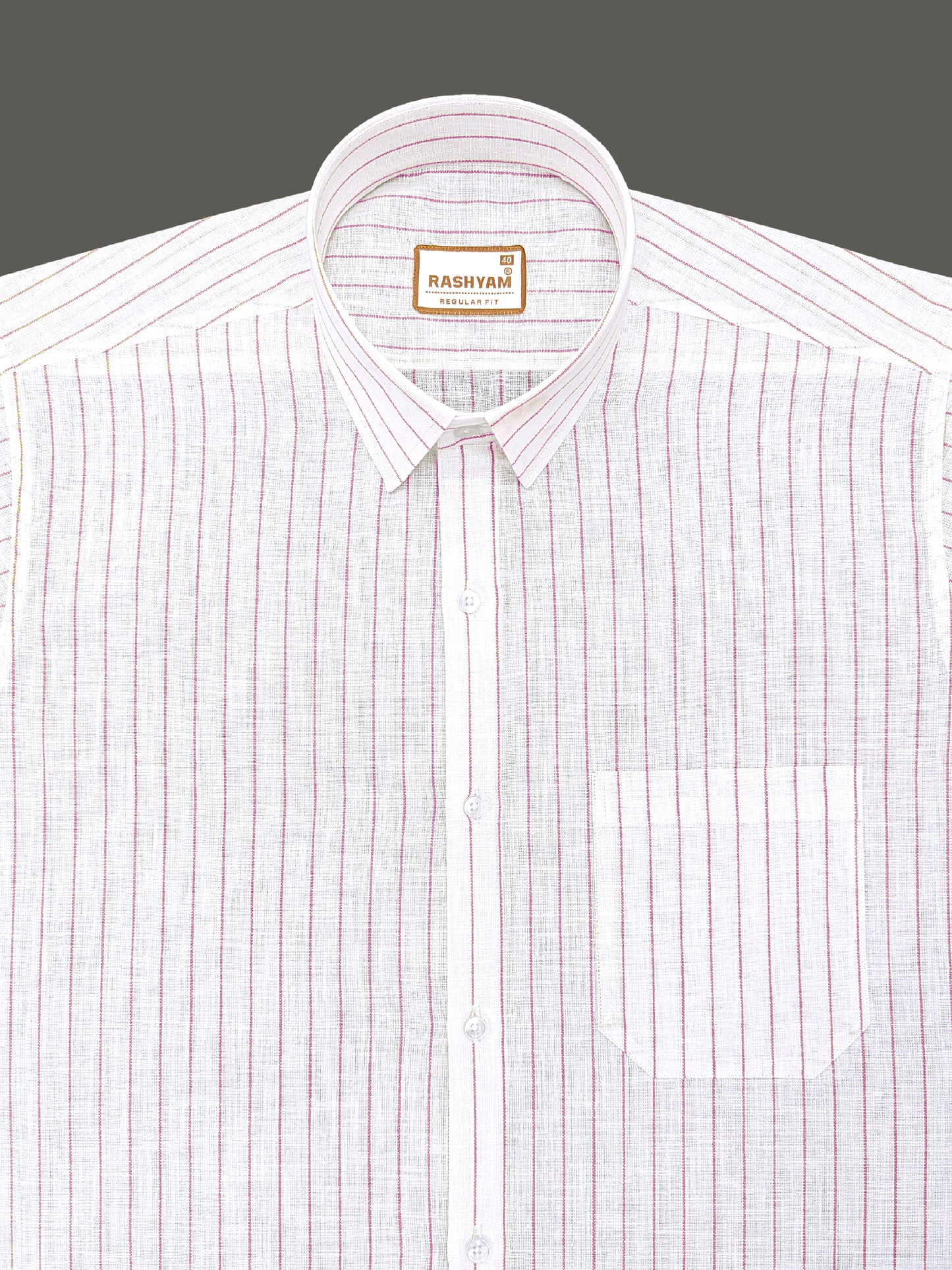 Arezzo Italian Premium Light Pink Line On White Formal Shirt For Men