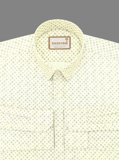 Premium Giza Cotton Floral Print On Buttery White Shirt For men