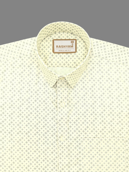 Premium Giza Cotton Floral Print On Buttery White Shirt For men