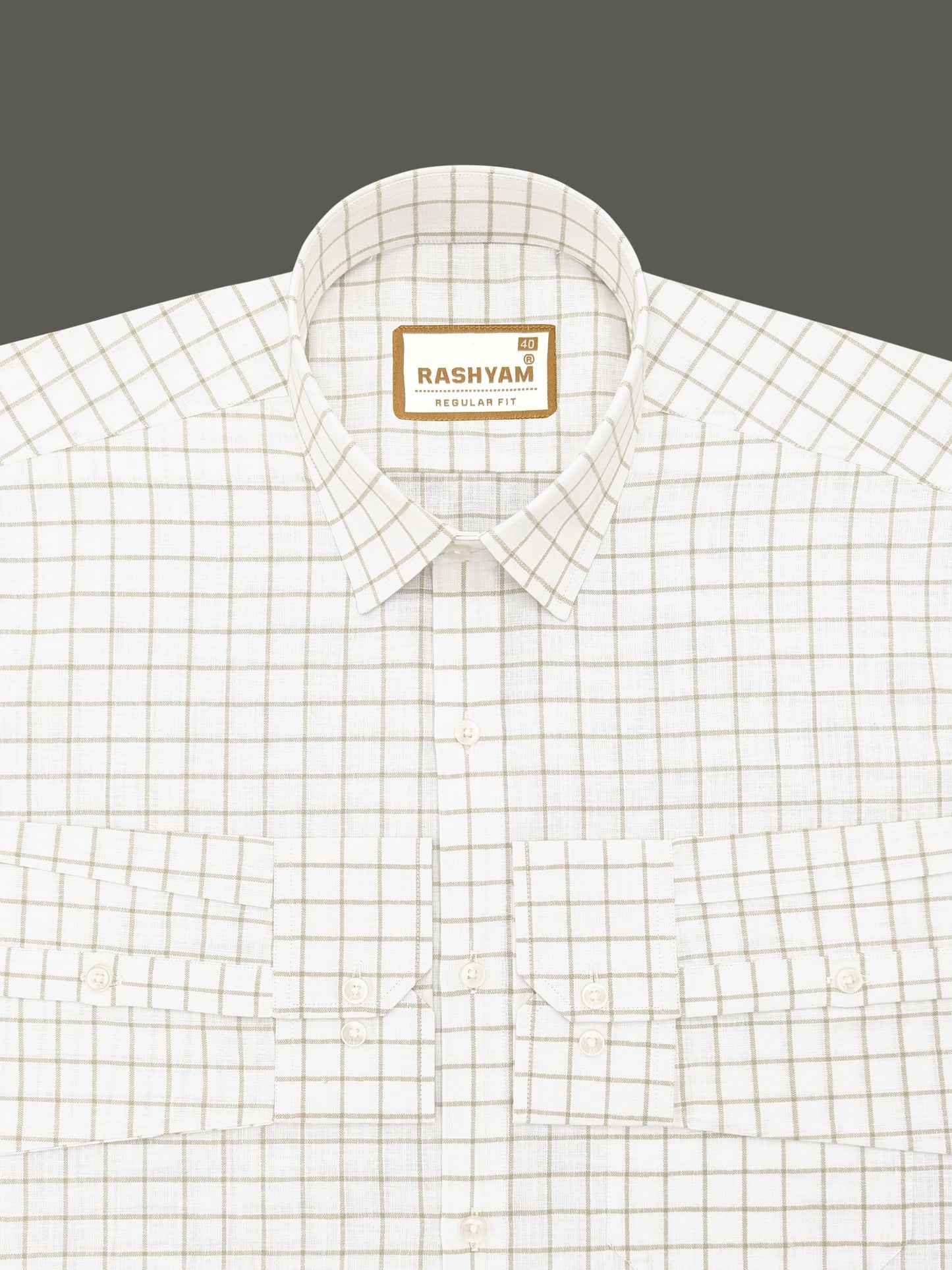 Arezzo Italian Premium Browny Checks On White Formal Shirt For Men