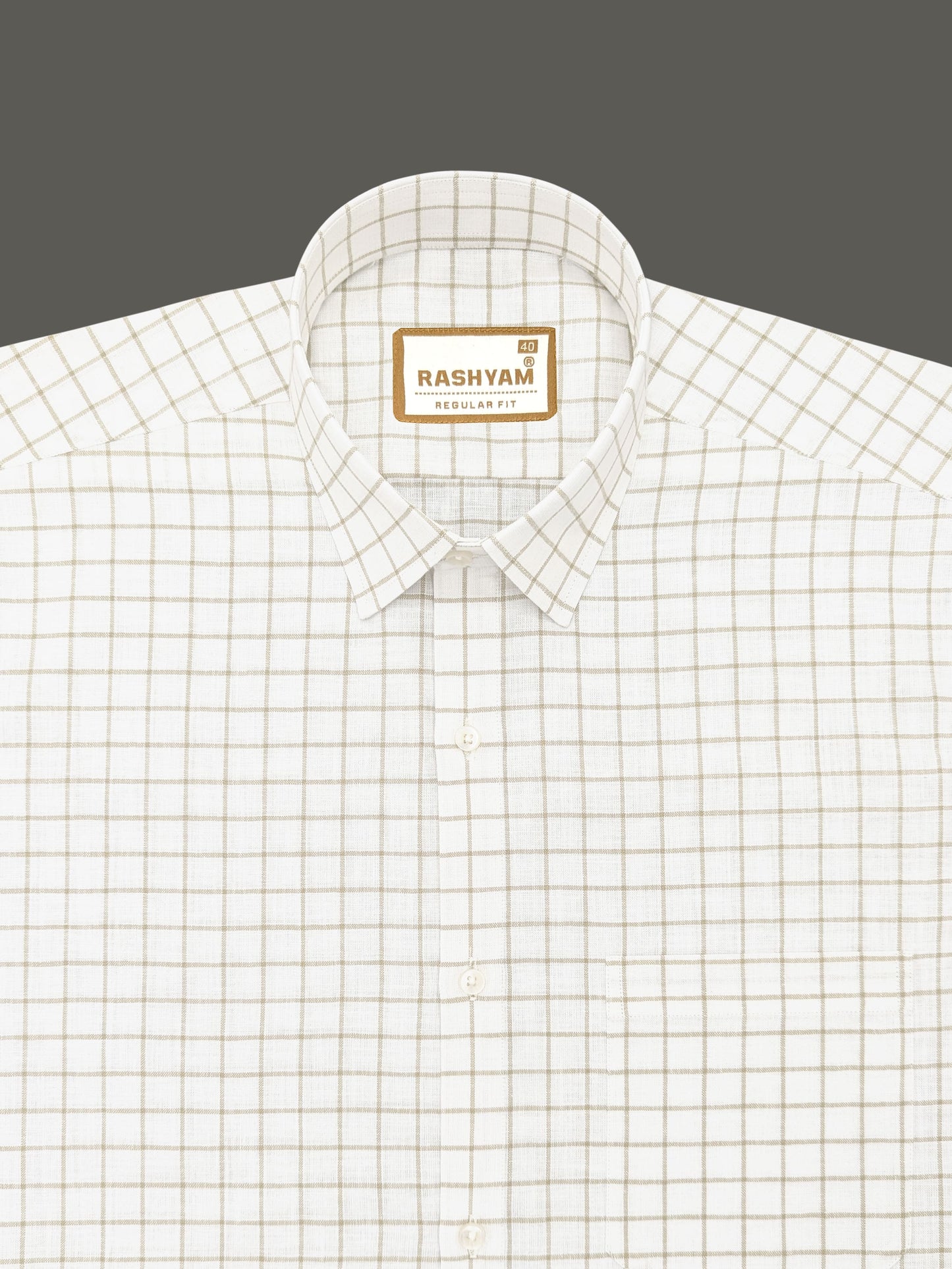 Arezzo Italian Premium Browny Checks On White Formal Shirt For Men