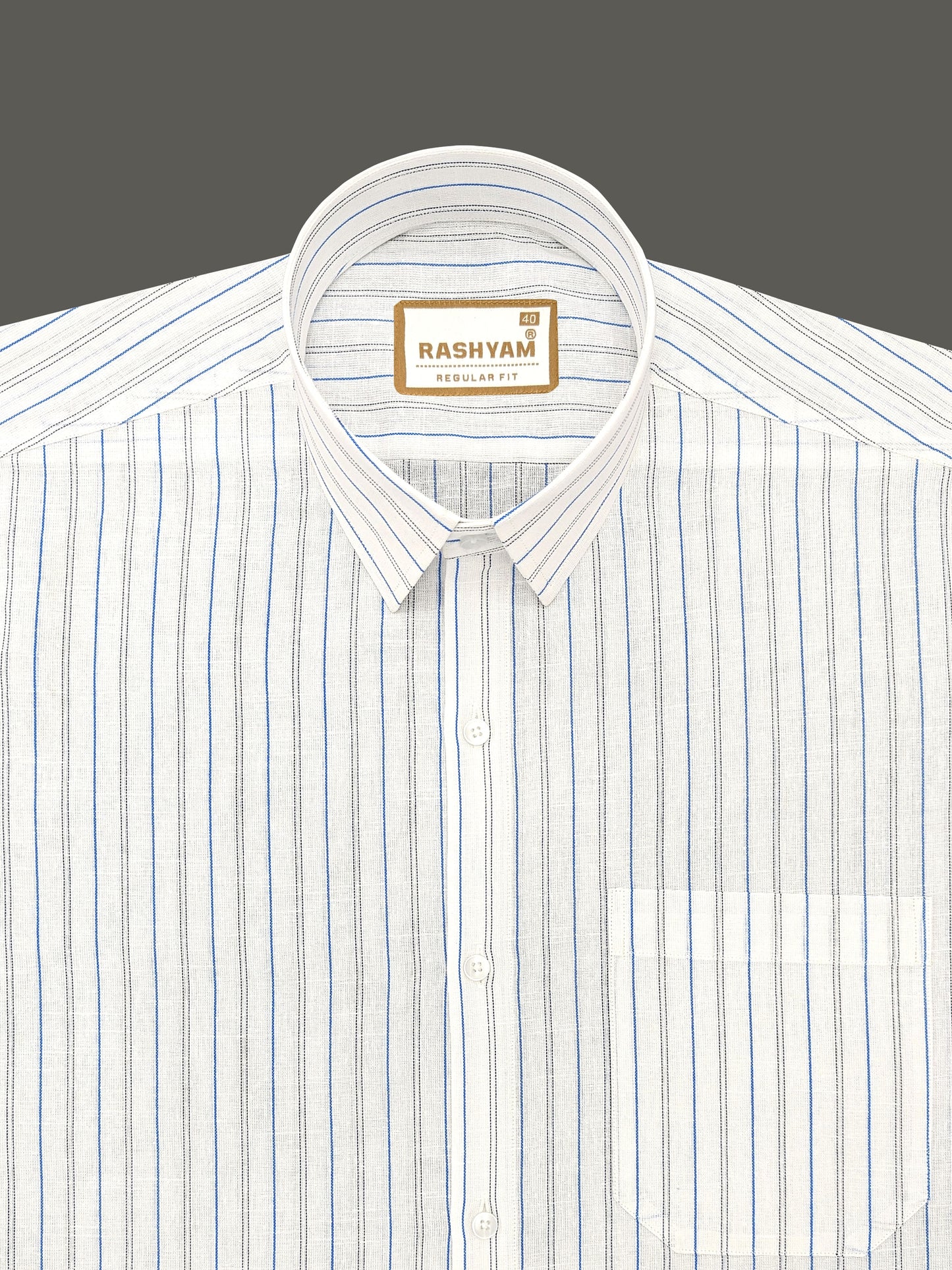 Arezzo Italian Premium Linen Blue With Black Twin Line On White Formal Shirt For Men