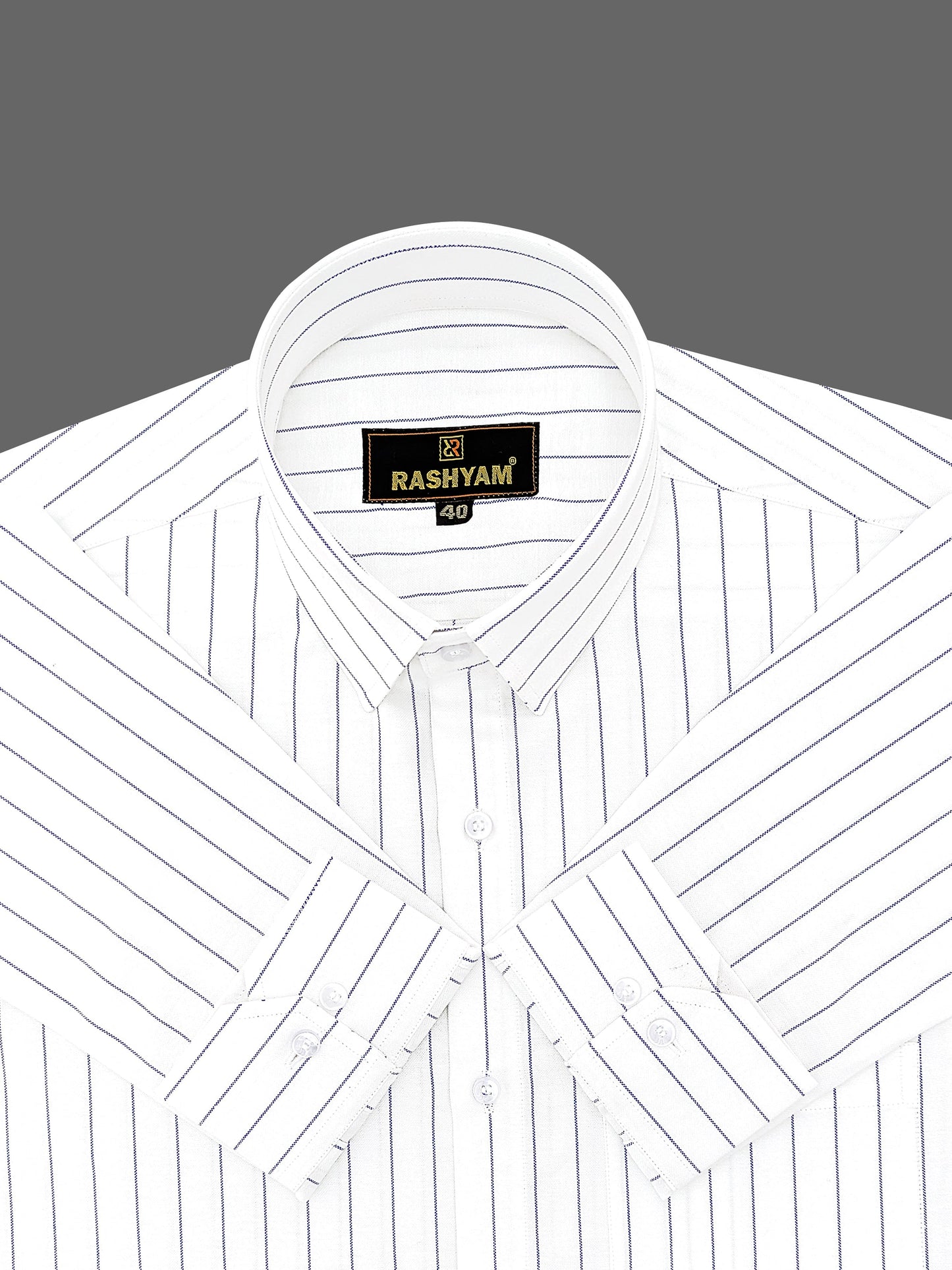 Navy Stripe On White Luxury Premium Cotton Formal Shirt For Men