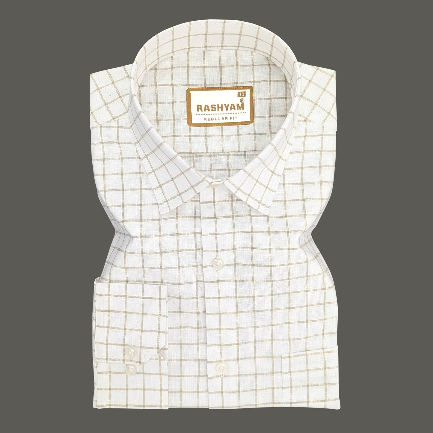 Arezzo Italian Premium Browny Checks On White Formal Shirt For Men