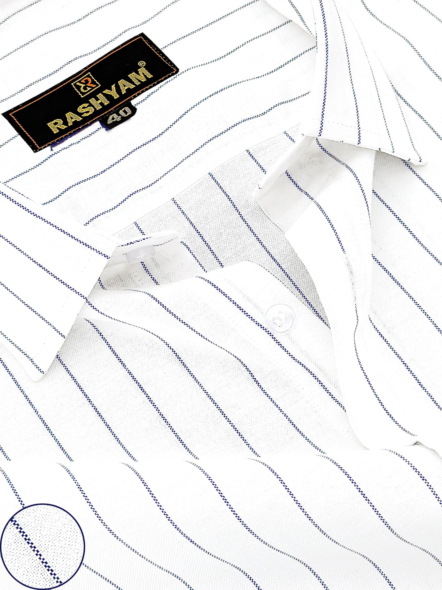 Navy Stripe On White Luxury Premium Cotton Formal Shirt For Men