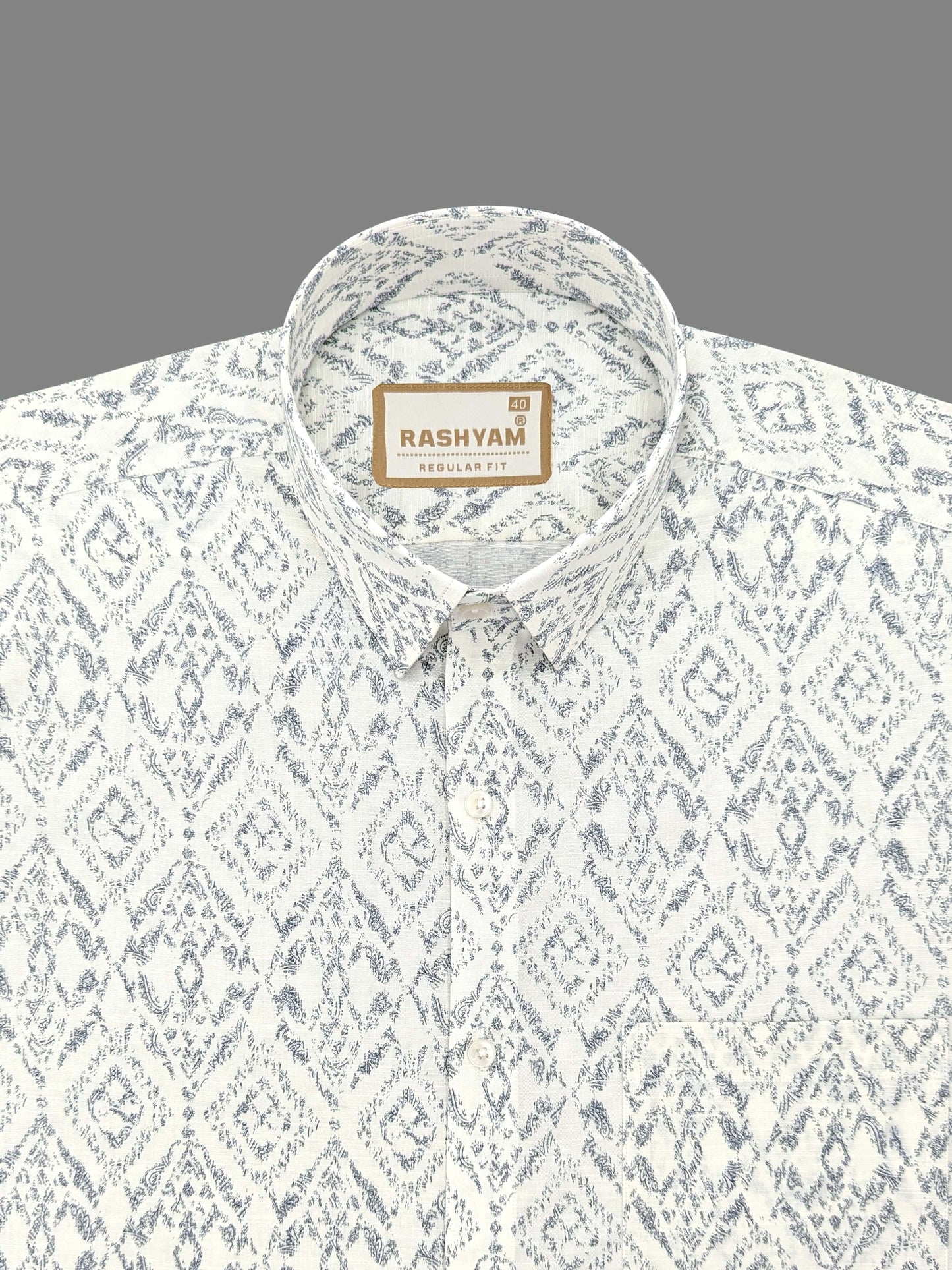 Premium Linen Cotton Acrylic Print On Cream Formal Shirt For Men