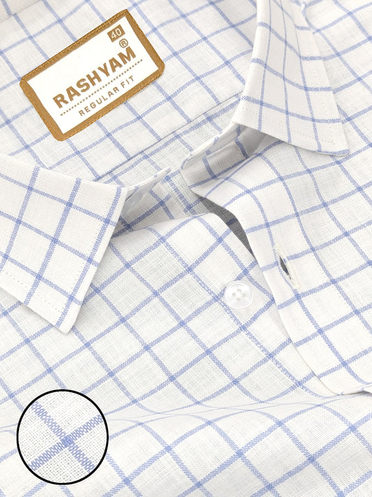 Arezzo Italian Premium Blue Checks On White Formal Shirt For Men