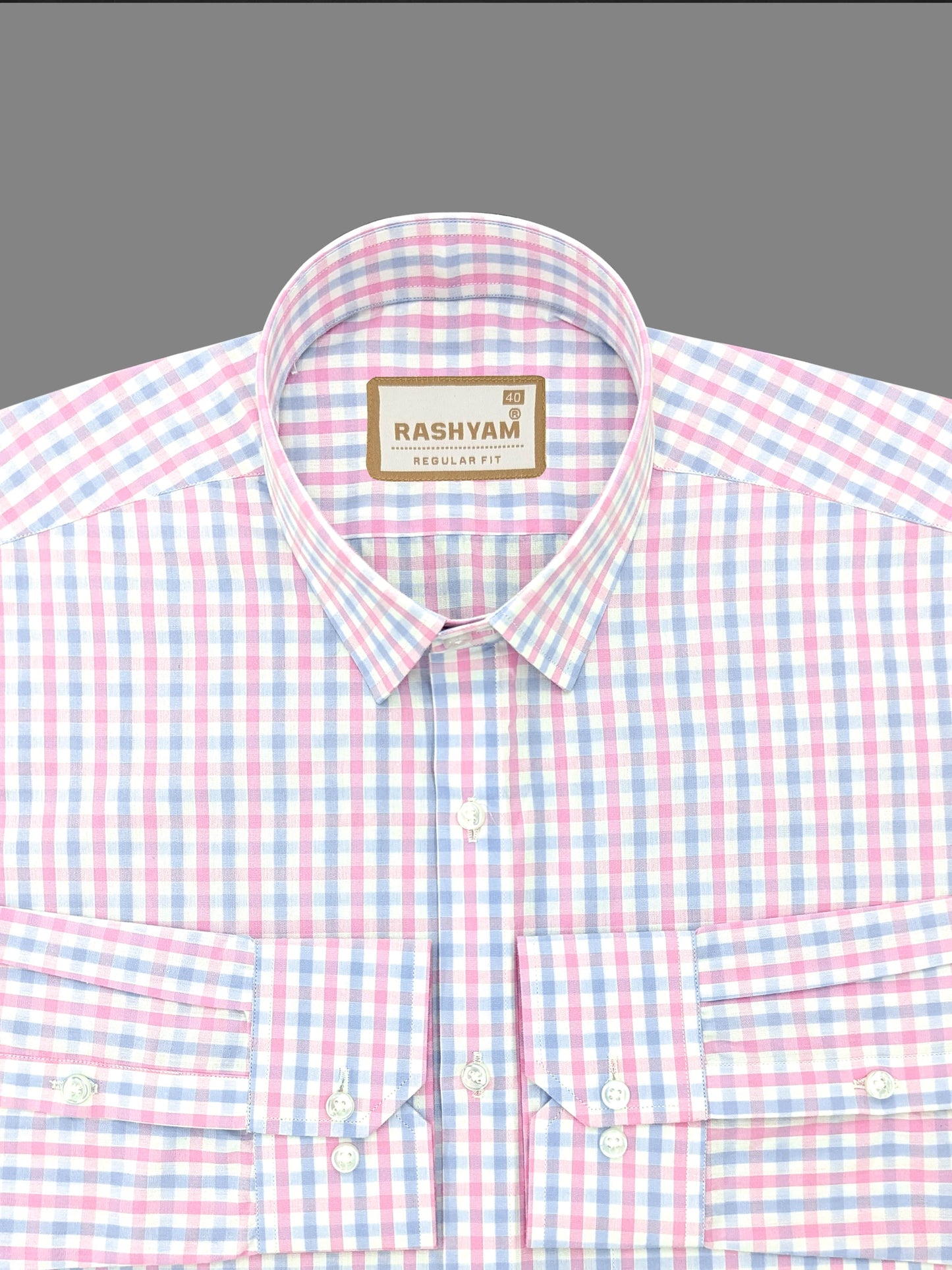 Premium Cotton Pink With Blue Checks Formal shirt For men