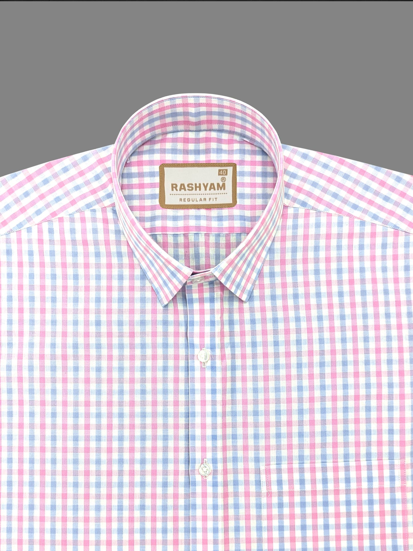 Premium Cotton Pink With Blue Checks Formal shirt For men