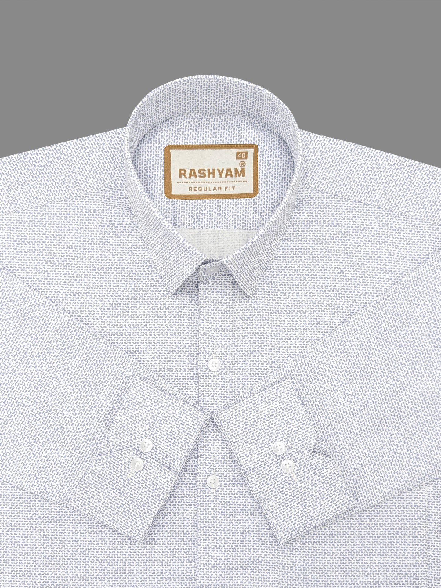 Pacentro Tiny Blue Print On White Formal Giza Cotton Shirt