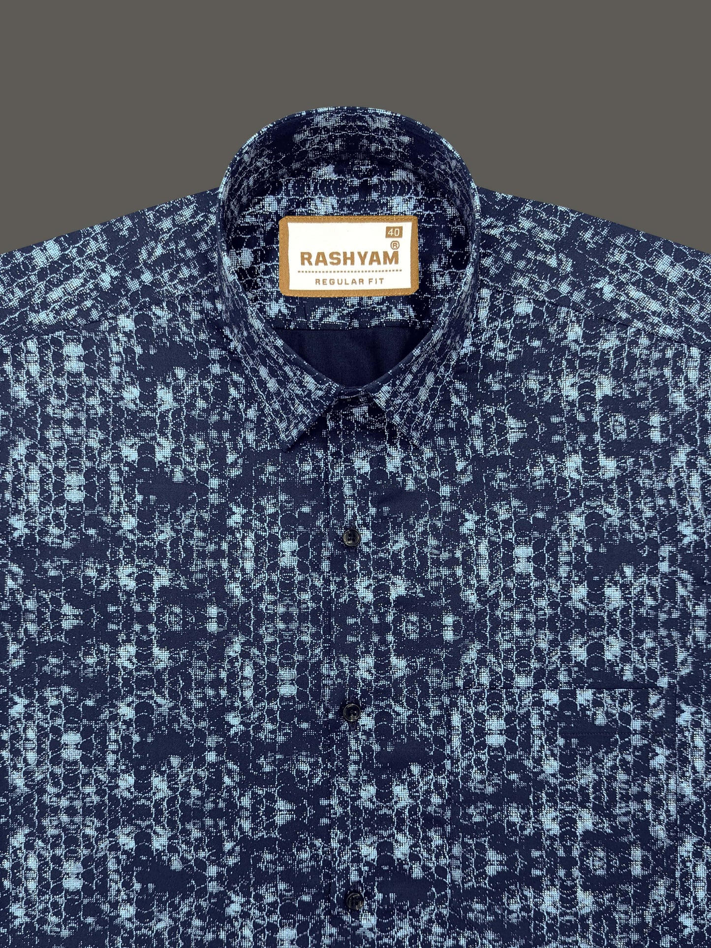 Pacentro Honeycomb Print On Navy Blue Formal Giza Cotton Shirt