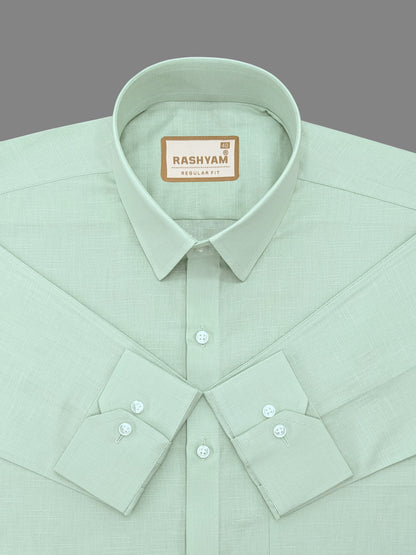 Marzeno Luxurious Linen Cotton Leaf Green Formal Shirt For Men