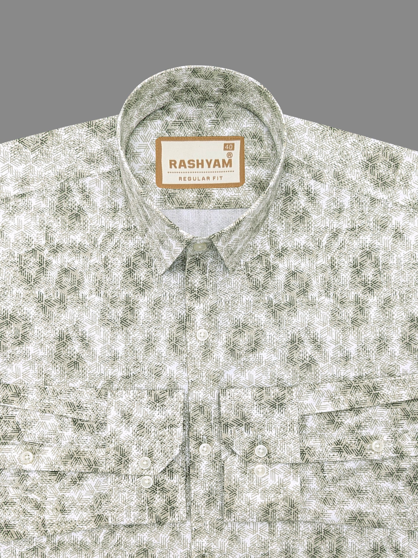 Spello Olive Green Printed Designer Shirt For Men