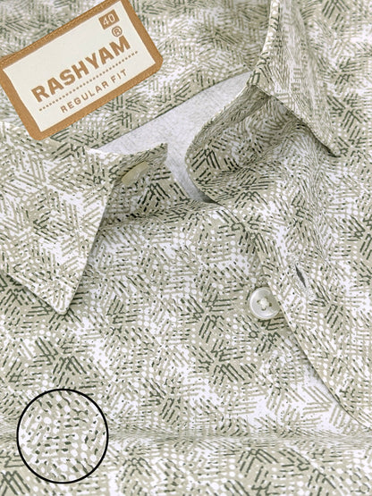 Spello Olive Green Printed Designer Shirt For Men