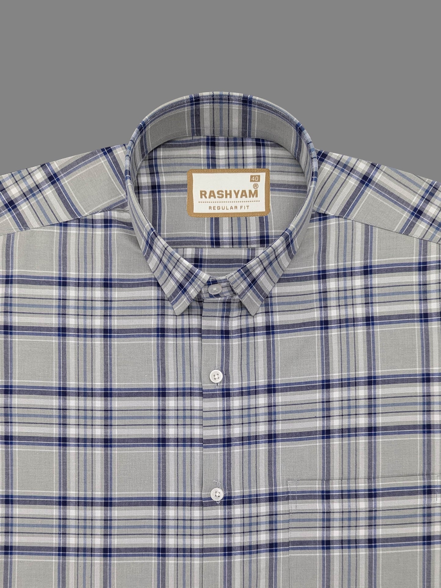 Premium Grey With Blue Oxford Checks Shirt For Men