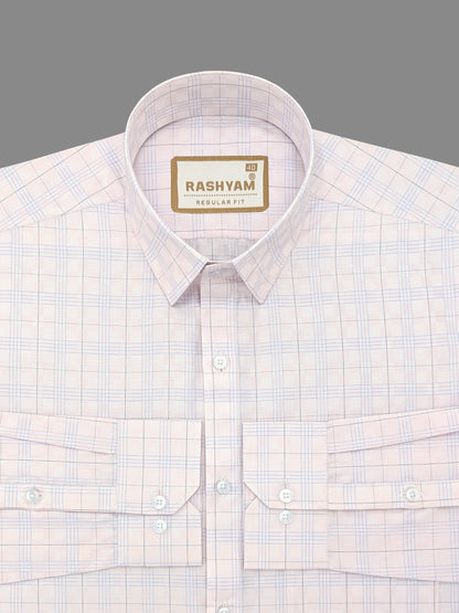 Antonello Light Pink With Blue Box Multi Checks Premium Cotton Shirt