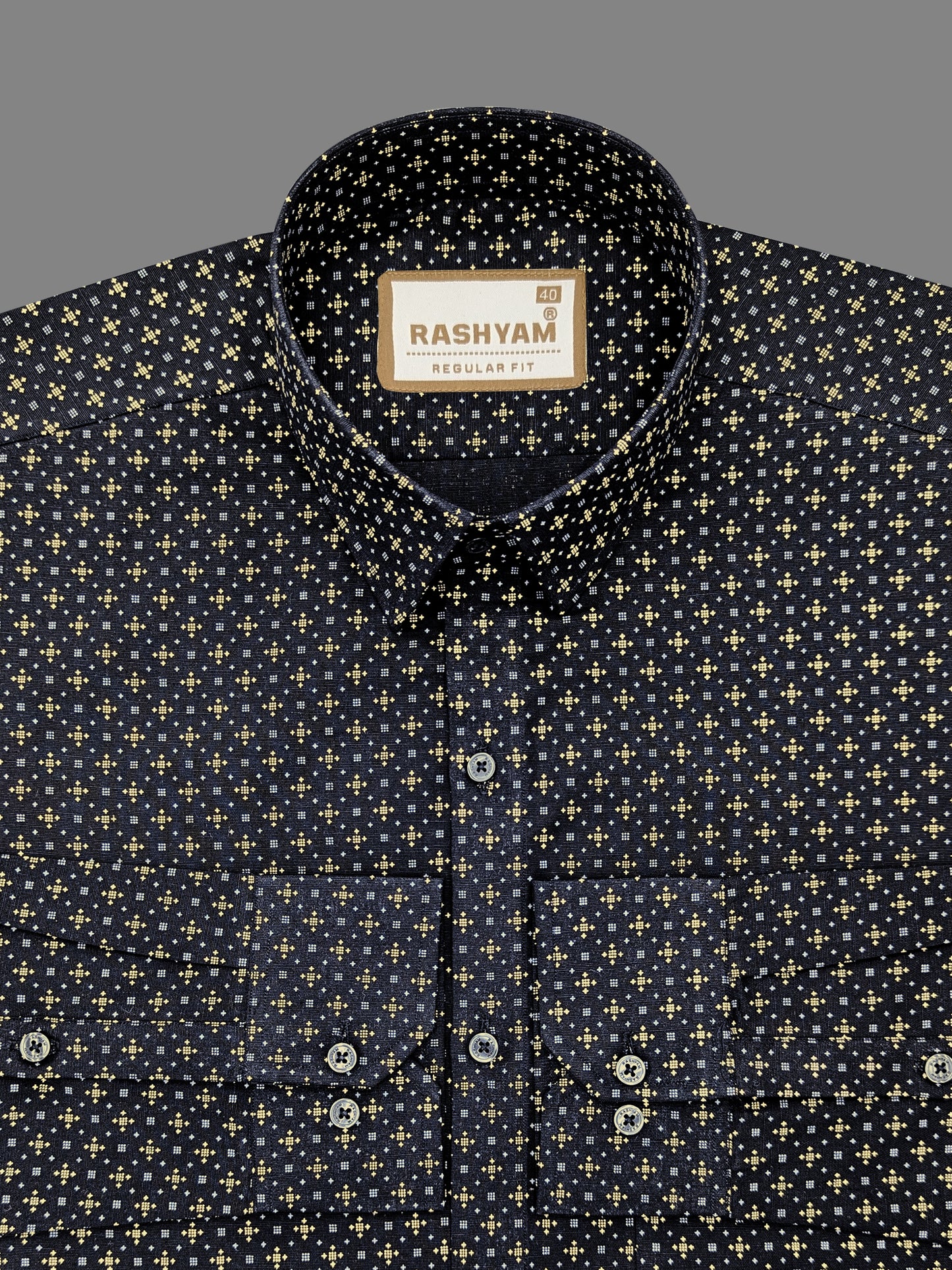 Luxurious Linen Cotton Vista Print On Black Formal Shirt For Men