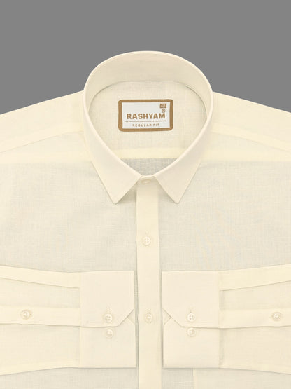 Italian Linen Cotton Milky Cream Formal Shirt For men