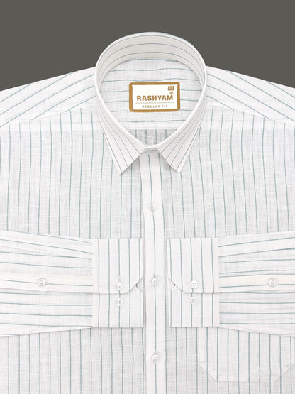 Arezzo Italian Premium Nile Blue Line On White Formal Shirt For Men