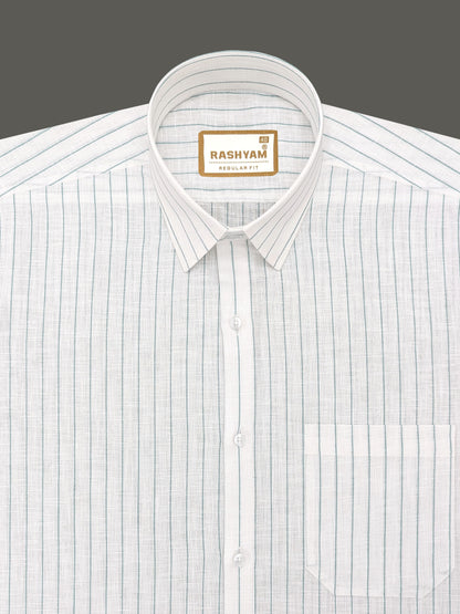 Arezzo Italian Premium Nile Blue Line On White Formal Shirt For Men