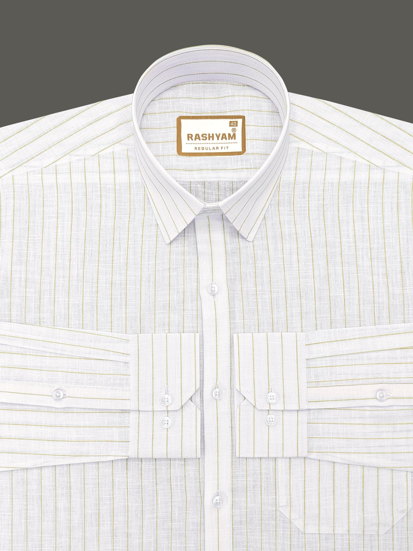 Arezzo Italian Premium Browny Line On White Formal Shirt For Men