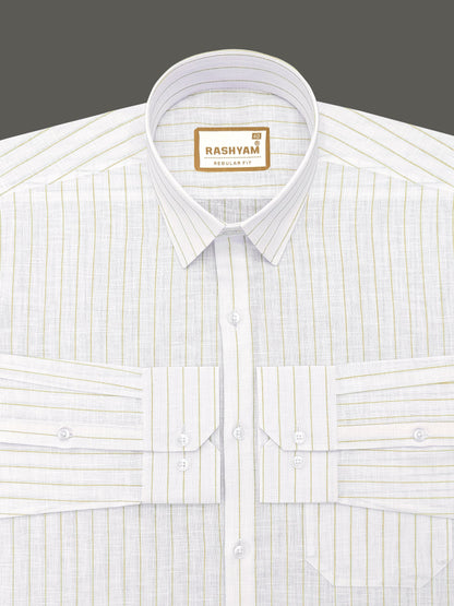 Arezzo Italian Premium Browny Line On White Formal Shirt For Men