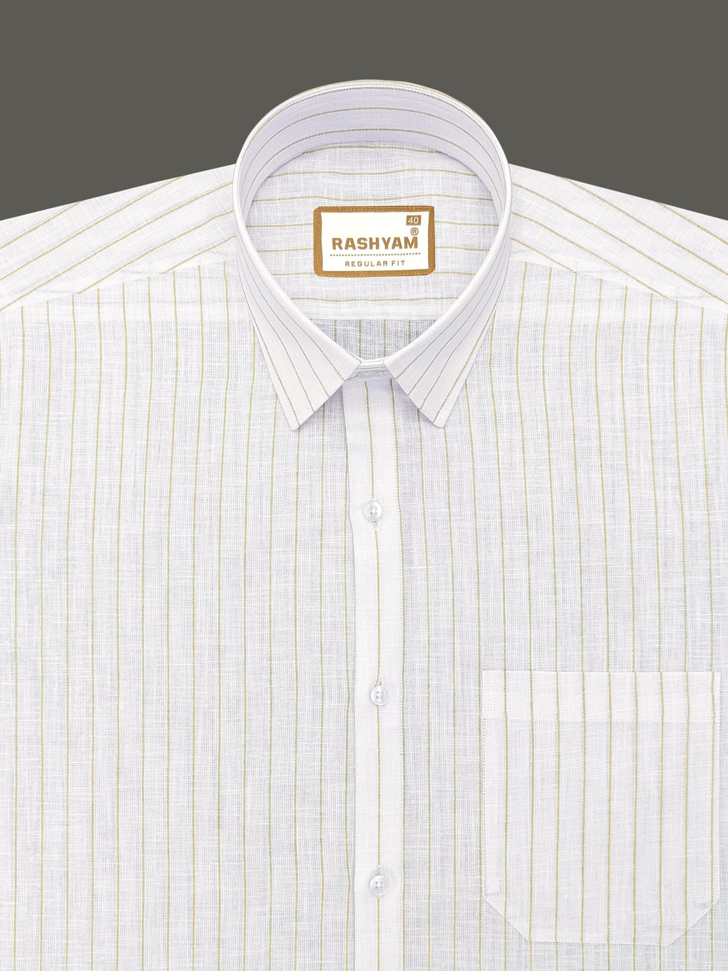 Arezzo Italian Premium Browny Line On White Formal Shirt For Men