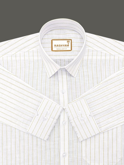 Arezzo Italian Premium Browny Line On White Formal Shirt For Men