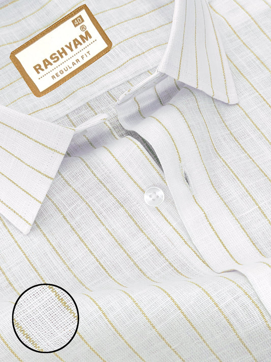 Arezzo Italian Premium Browny Line On White Formal Shirt For Men