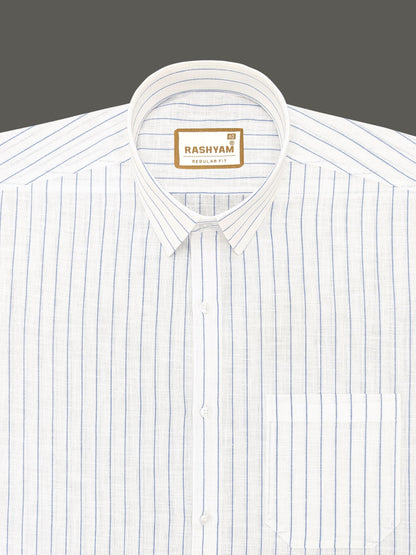 Arezzo Italian Premium Blue Line On White Formal Shirt For Men