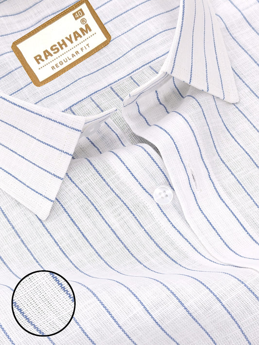 Arezzo Italian Premium Blue Line On White Formal Shirt For Men