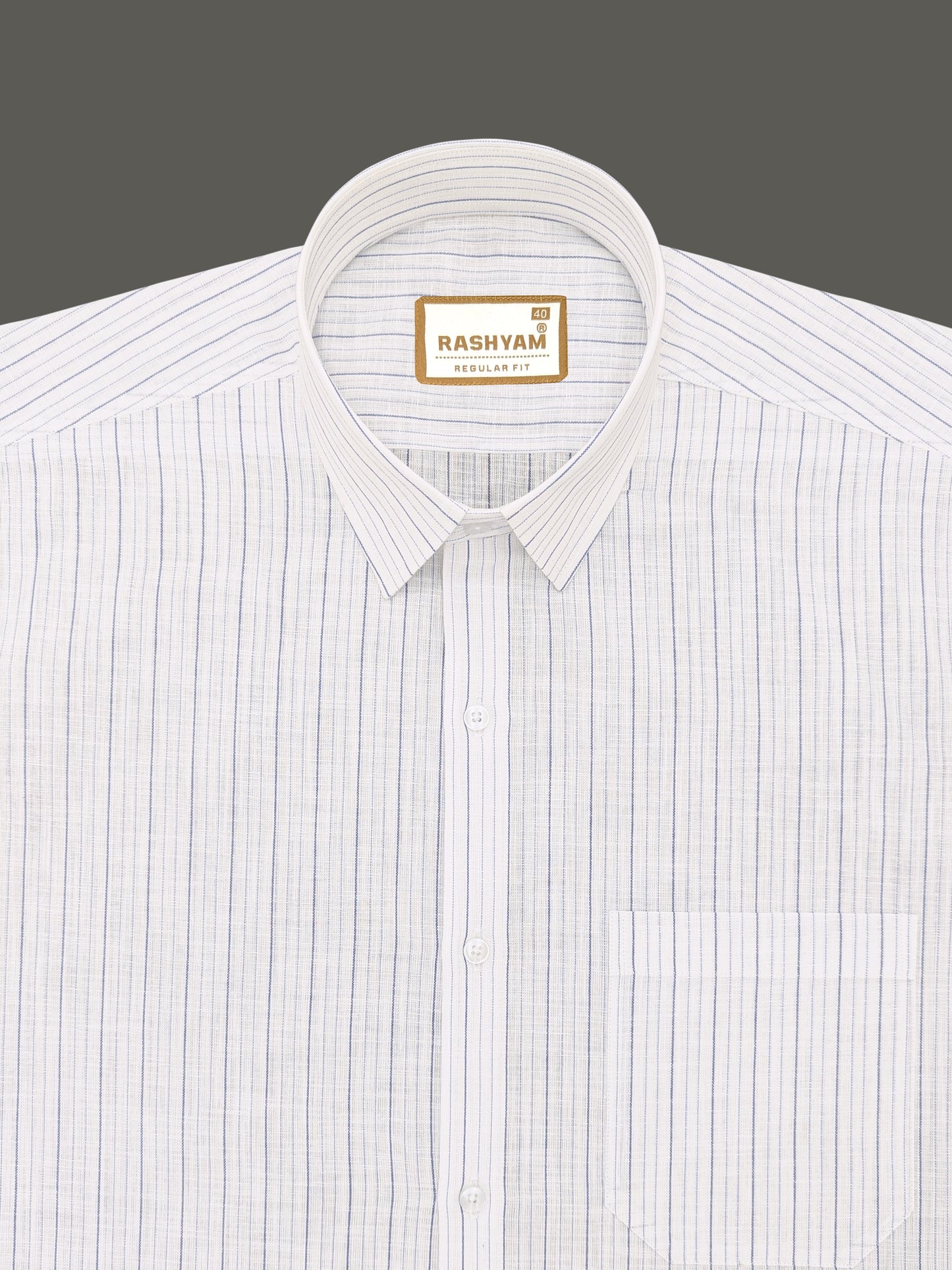 Arezzo Italian Premium Linen Blue And Blue Double Line On White Formal Shirt For Men