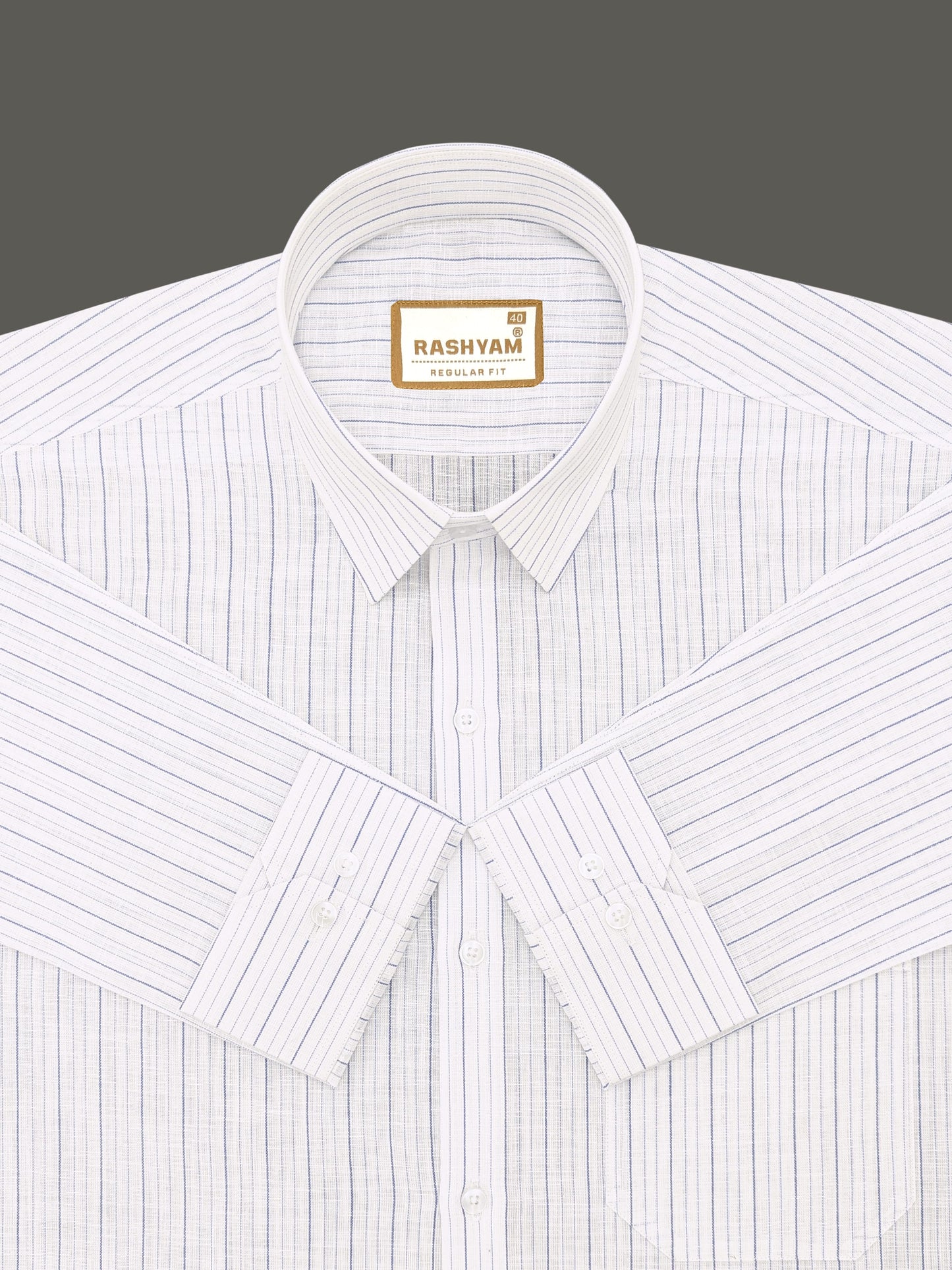 Arezzo Italian Premium Linen Blue And Blue Double Line On White Formal Shirt For Men