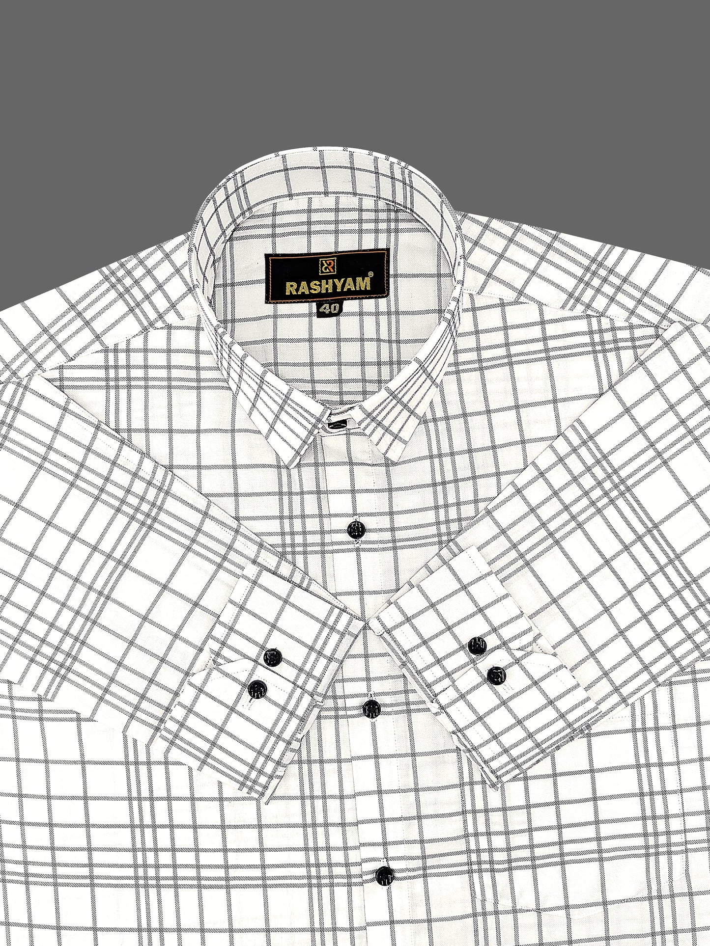 Palladio White With Gray Check Premium Cotton shirt for men