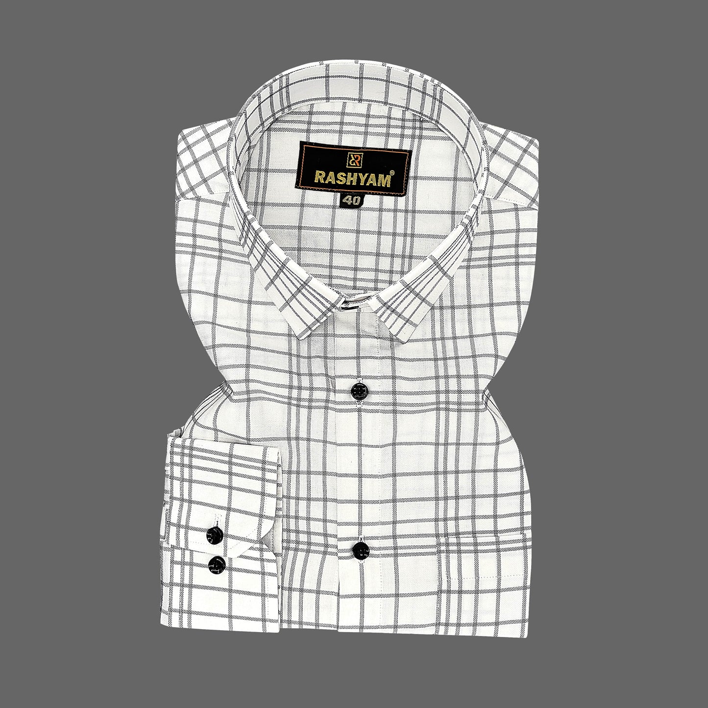 Palladio White With Gray Check Premium Cotton shirt for men