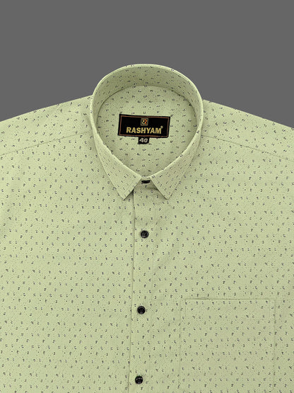 Civita Green Printed Luxury Cotton Shirt For men