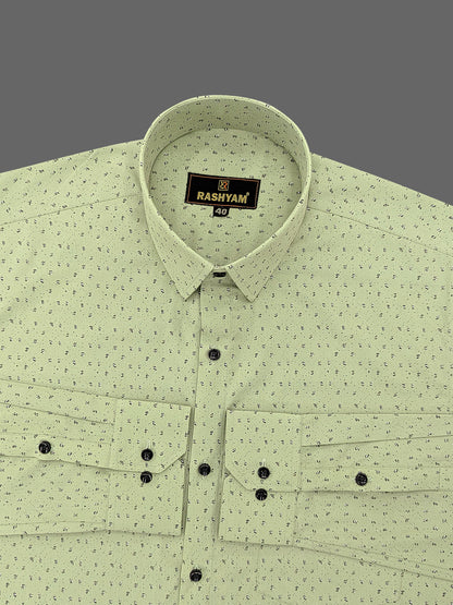 Civita Green Printed Luxury Cotton Shirt For men