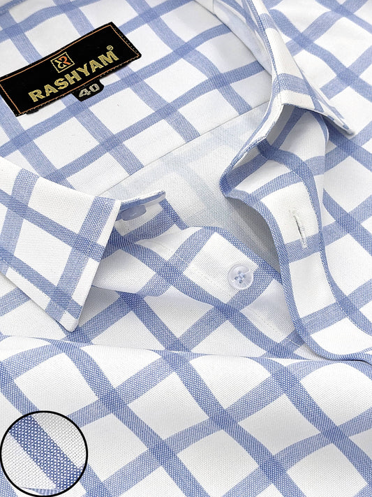 Atrani Lavender Checks On White Oxford Premium Giza Cotton Shirt