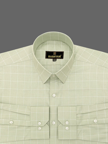 Cassino Beryl Green Luxurious Soft Cotton Formal Shirt For Men