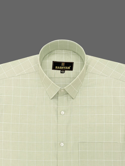 Cassino Beryl Green Luxurious Soft Cotton Formal Shirt For Men