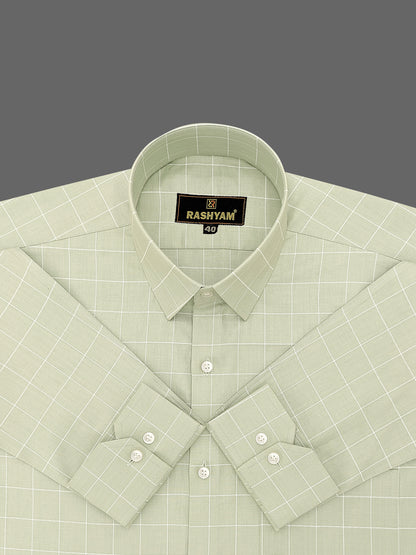 Cassino Beryl Green Luxurious Soft Cotton Formal Shirt For Men