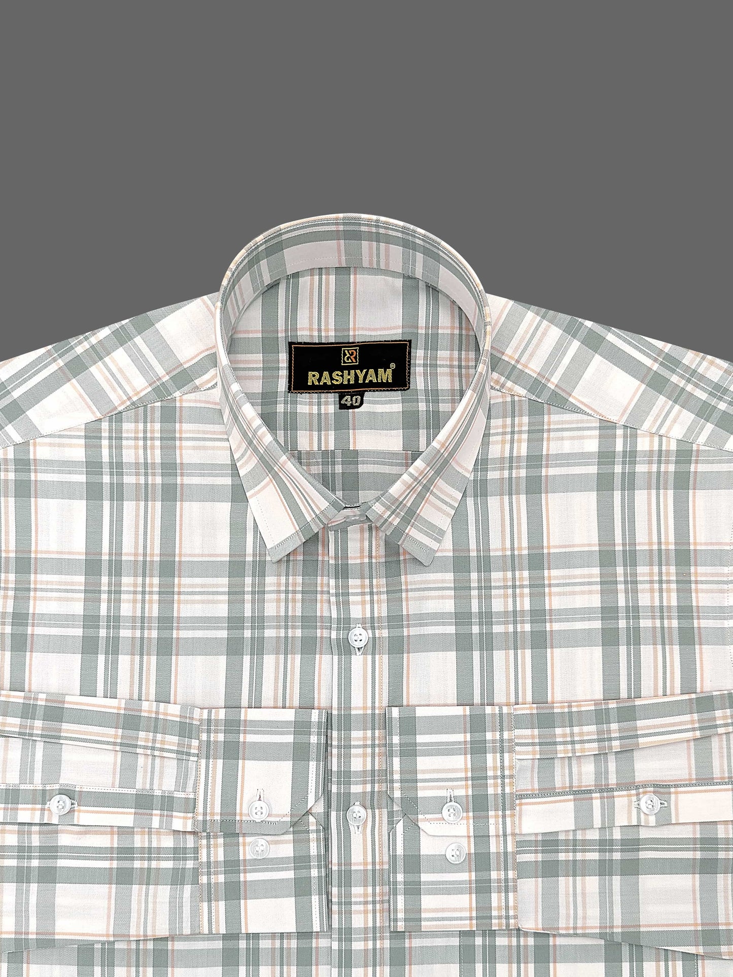 Antonello Green And Peach Multi Checks Premium Cotton Shirt