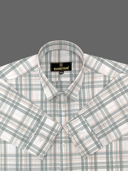 Antonello Green And Peach Multi Checks Premium Cotton Shirt