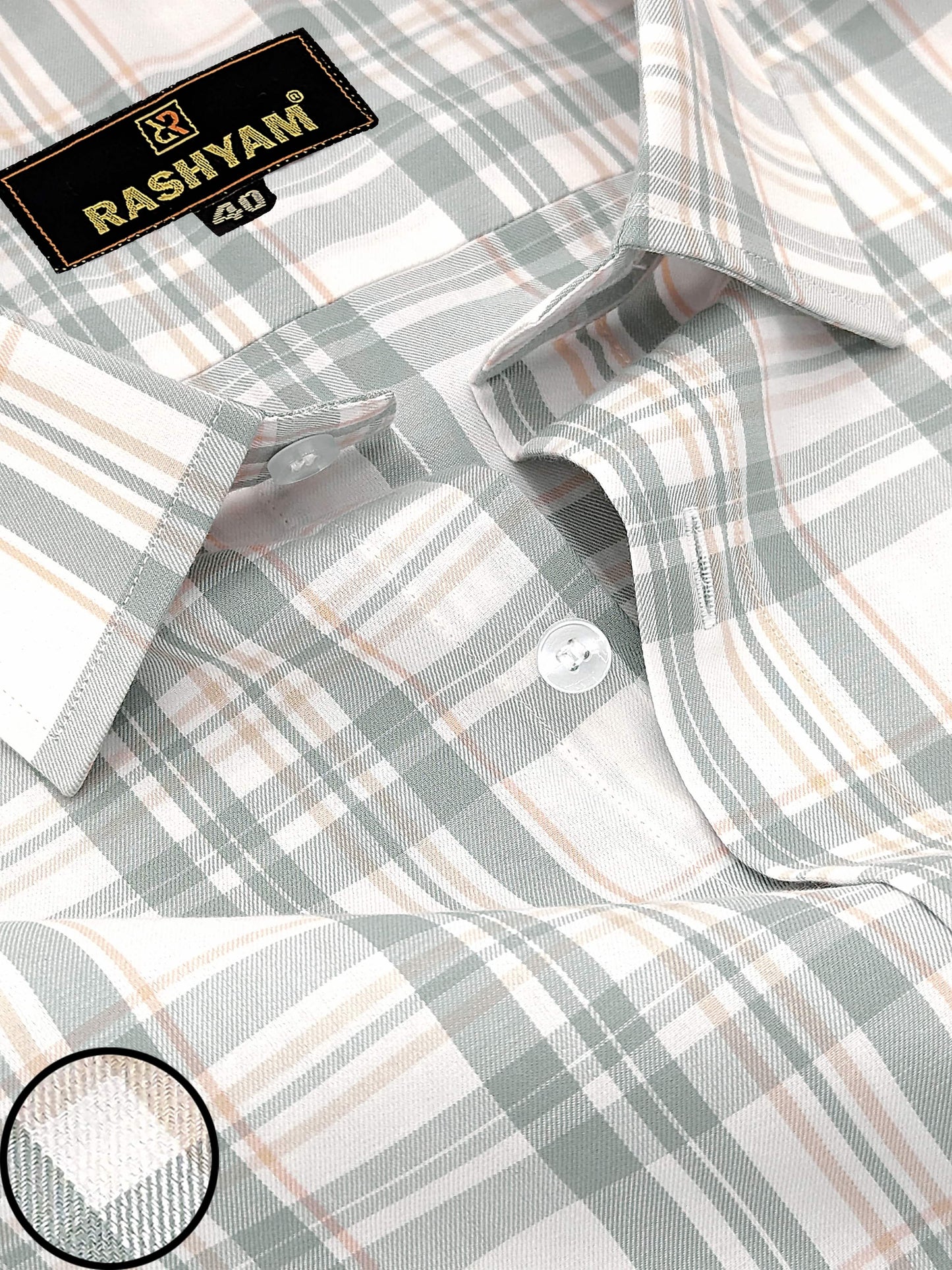 Antonello Green And Peach Multi Checks Premium Cotton Shirt