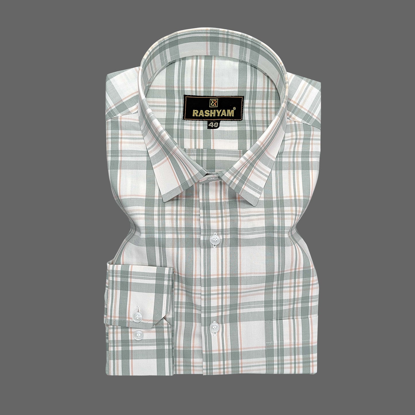 Antonello Green And Peach Multi Checks Premium Cotton Shirt