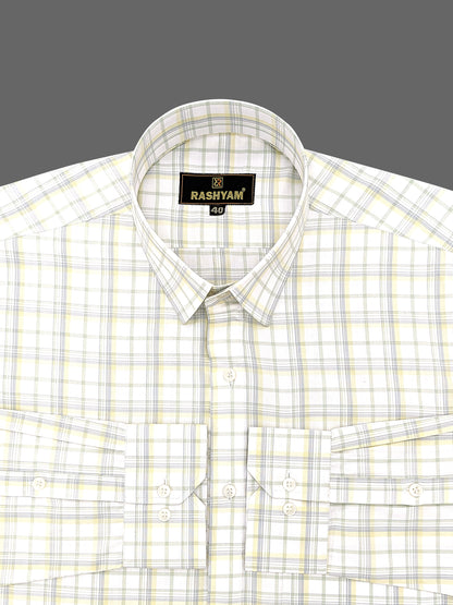 Antonello Green and Yellow Multi Checks Premium Cotton Formal Shirt for men