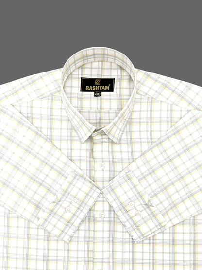 Antonello Green and Yellow Multi Checks Premium Cotton Formal Shirt for men